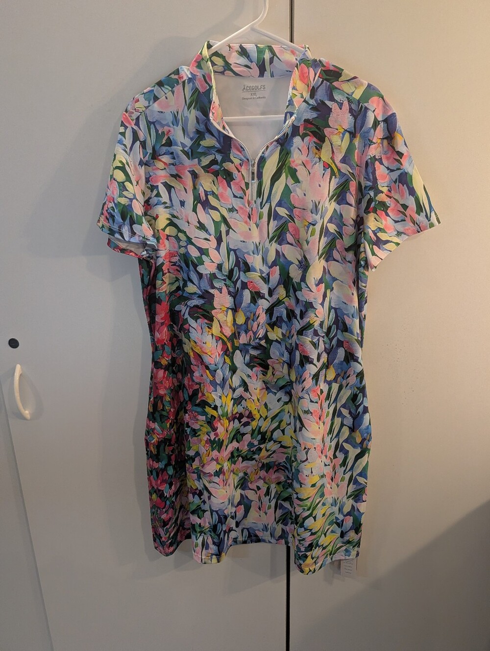 Cegolfs Woman's XXL Floral Short Sleeve Polo Dress - Multicolor NWT